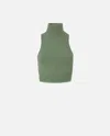 Pinko Sleeveless Soft Knit Crop Top In Jade Green