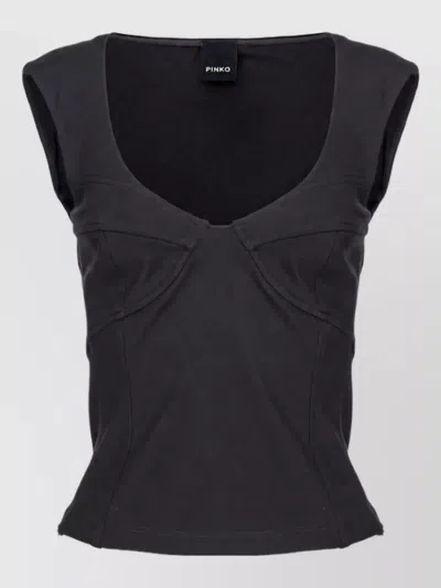 Pinko Sleeveless Square-neck Top In Black