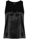 PINKO SLEEVELESS TOP IN STRETCH SATIN