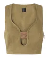Pinko Cotton Crop Top With Neckline In Brown
