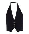 Pinko Crop V-neck Halterneck Sleeveless Tailored Vest In Blue
