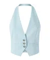Pinko Light Blue Crop Vest With Halter Neckline And Button Closure In Viscose Woman In Blue