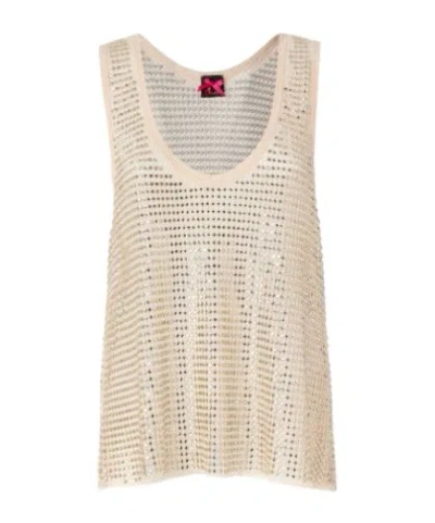 Pinko Dyane Sequin-embellished Scoop-neck Tank Top In Brown