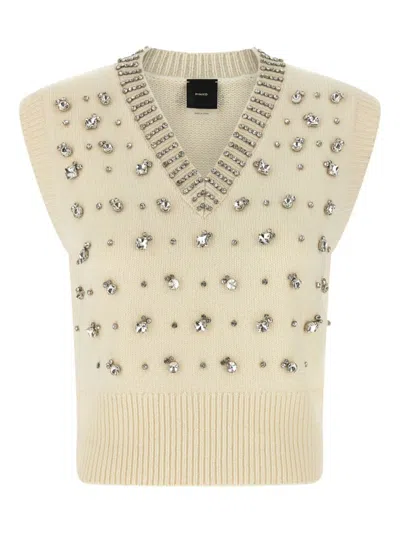 Pinko Sleeveless Wool Blend Top In Neutral