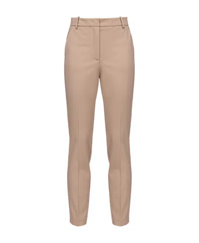 Pinko Slim-cut Cropped Trousers In Nude