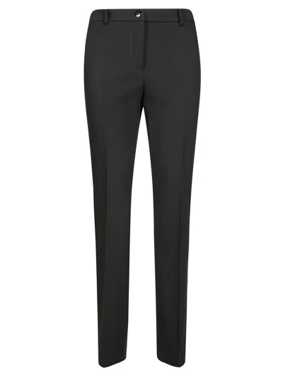 Pinko Slim-fit Black Pants With Ankle Slits In Blue