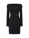 Pinko Black Dress With Front Neckline And Bare Shoulders In Fabric Woman In Black