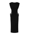 Pinko Midi Sleeveless Dress With Side Split And Sequins In Black