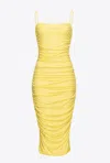 Pinko Slim-fit Dress With Thin Straps In Jaune Renoncule