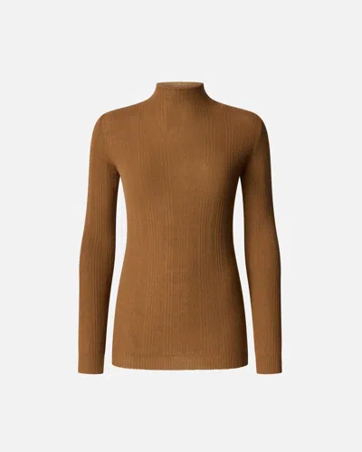 Pinko Slim-fit High-neck Sweater In Brown