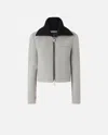 Pinko Slim-fit Jacket With Knit Collar In Gray
