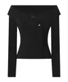 Pinko Off-the-shoulder Black Jacket With Folded Neckline In Black
