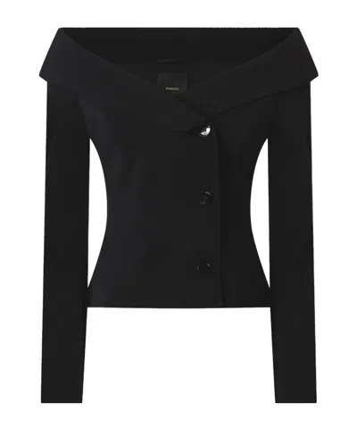 Pinko Slim-fit Jacket With Open Shoulders In Black