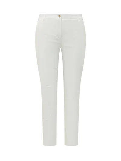 Pinko Slim Fit Linen Trousers In Bianco