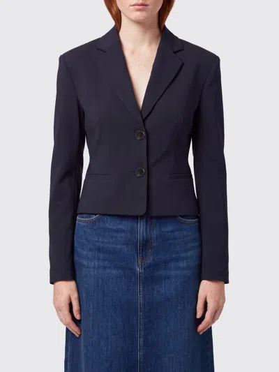 Pinko Slim Fit Single-breasted Crêpe Blazer With Two-button Closure In Blue