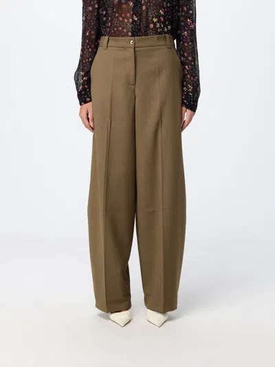 Pinko Slim Fit Skinny Wool Blend Mid-rise Trousers In Brown