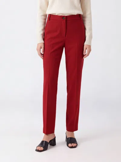 Pinko Slim Fit Stretch Crêpe Chino Trousers With A Mid-rise Waist In Red