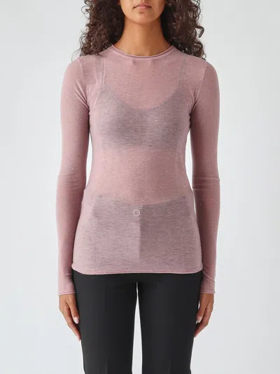 Pinko Slim Fit Wool Blend Crewneck Jumper With Sequin Embroidery