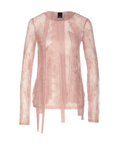 PINKO SLIM-FITTING FRINGED LACE SWEATER