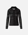 Pinko Slim-fitting Openwork Sweater With Buttons In Limo Black
