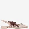 Pinko Gianira 30 Slingback Ballerinas In Leather And Mesh In Pink
