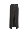 Pinko Slit-front Denim Skirt In Gray