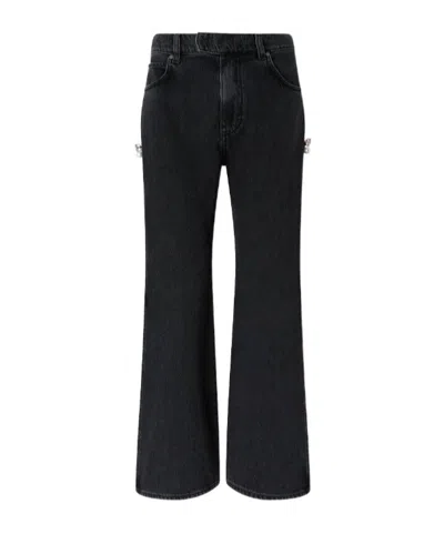 Pinko Slit-detailed Wide-leg Jeans In Black