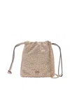 Pinko Slouchy Fully Rhinestoned Shoulder Pouch In Neutral