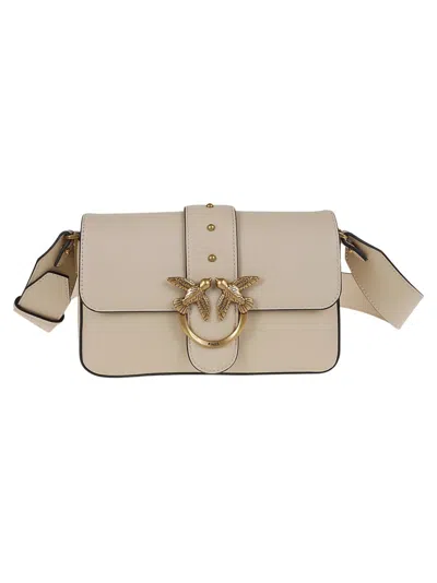 Pinko Slouchy Leather Shoulder Bag In Neutrals
