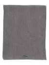 Pinko Ribbed Logo-label Scarf In Gray