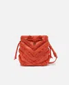 Pinko Small Bucket Bag In Frayed Raffia