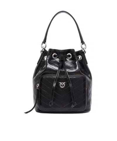Pinko Small Cargo Bucket Bag In Black