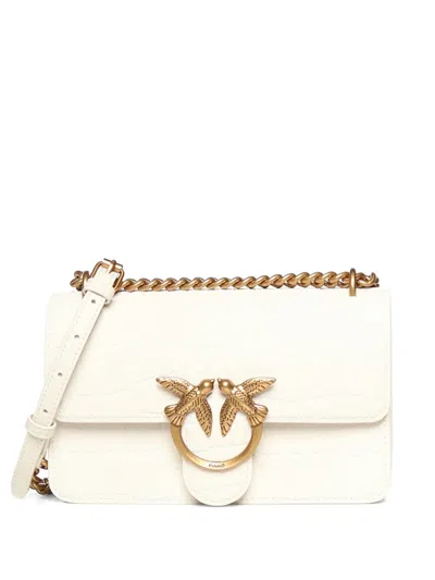 Pinko Small Croc-effect Cross Body Bag In White