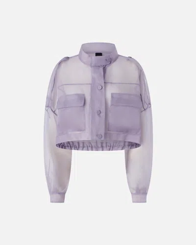 Pinko Small Cropped Jacket In Sheer Silk Organza In Purple