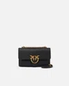 Pinko Mini Love Bag Soft Shoulder Bag In Leather In Black-antique Gold