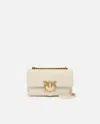 Pinko Small Crossbody Love Bag In Soft Leather In White+white-antique Gold