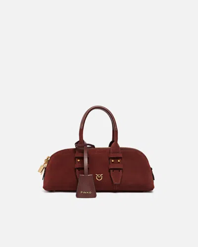 Pinko Bowling Baguette Zipped Shoulder Bag In Burgundy