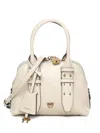 Pinko Small Escape Leather Tote Bag In Neutral