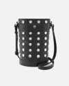 Pinko Small Leather Bucket Bag With Rhinestones