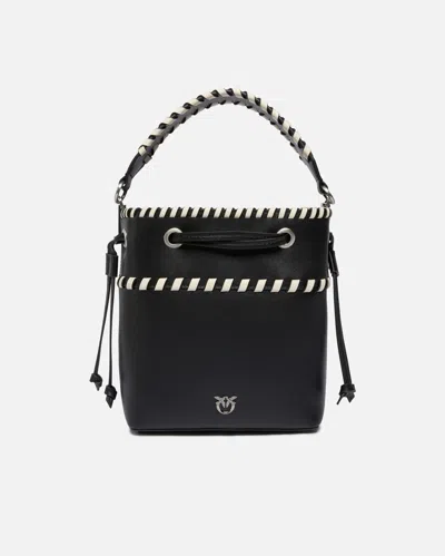 Pinko Small Leather Bucket Bag With Threaded Detailing