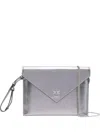 Pinko Small Leather Flap Clutch In Gray