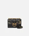 Pinko Small Leather Love Bag Shoulder Bag With Straps In Limousine Black