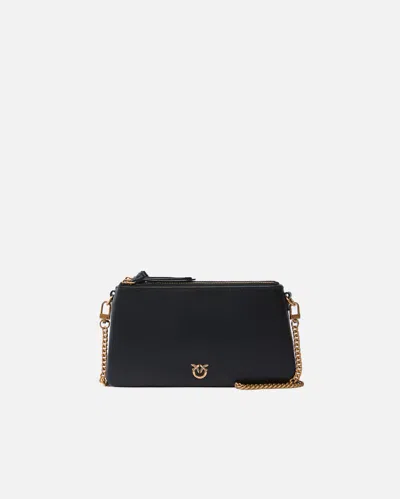PINKO SMALL LEATHER SHOULDER BAG WITH LOVE BIRDS LOGO