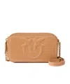 Pinko Small Crossbody Bag With Raised Love Birds Logo In Nude