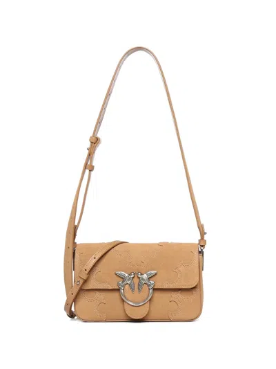 Pinko Small Log-plaque Cross Body Bag In Neutral