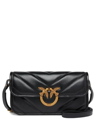 Pinko Small Love Bag Box Crossbody Bag In Napa In Black
