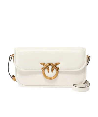 Pinko Small Love Bag Box Crossbody Bag In Nappa Leather In White