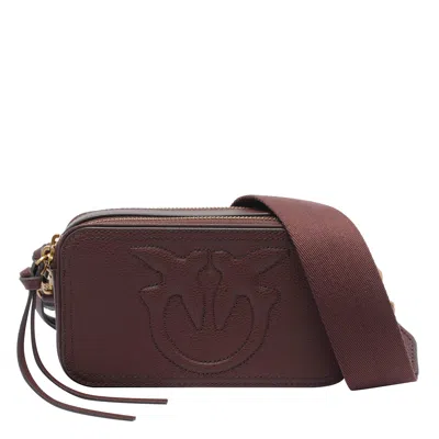 Pinko Small Love Birds Crossbody Bag In Brown