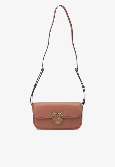 Pinko Small Love Box Nappa Leather Shoulder Bag In Pink