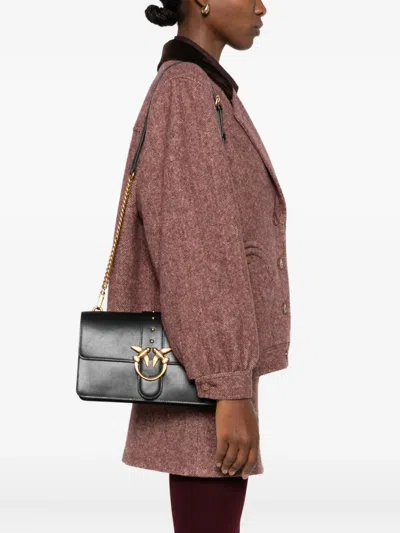 Pinko Small Love One Classic Leather Crossbody Bag In Black